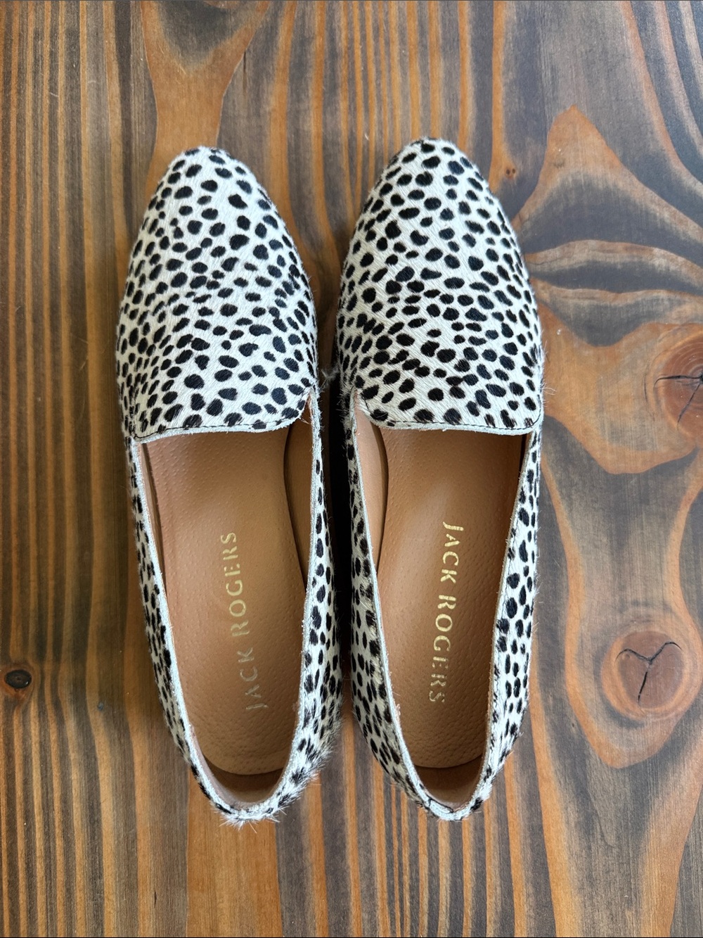 Jack Rogers Black and White Spotted Loafers